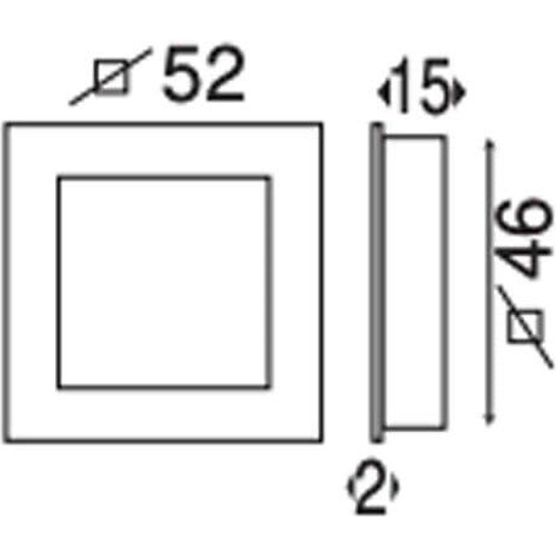 Poignée cuvette carrée à encastrer - Avec platine poussoir - Diamètre 52 mm - Inox Brossé