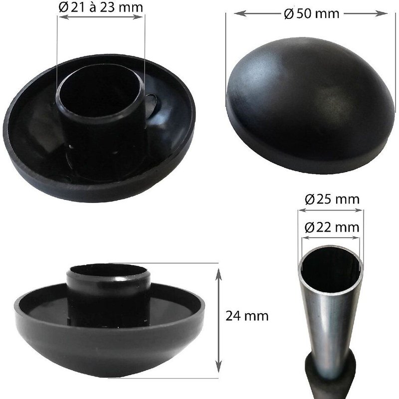Lot De 6 Capuchons De Poteaux Noir 25mm Pour Trampoline