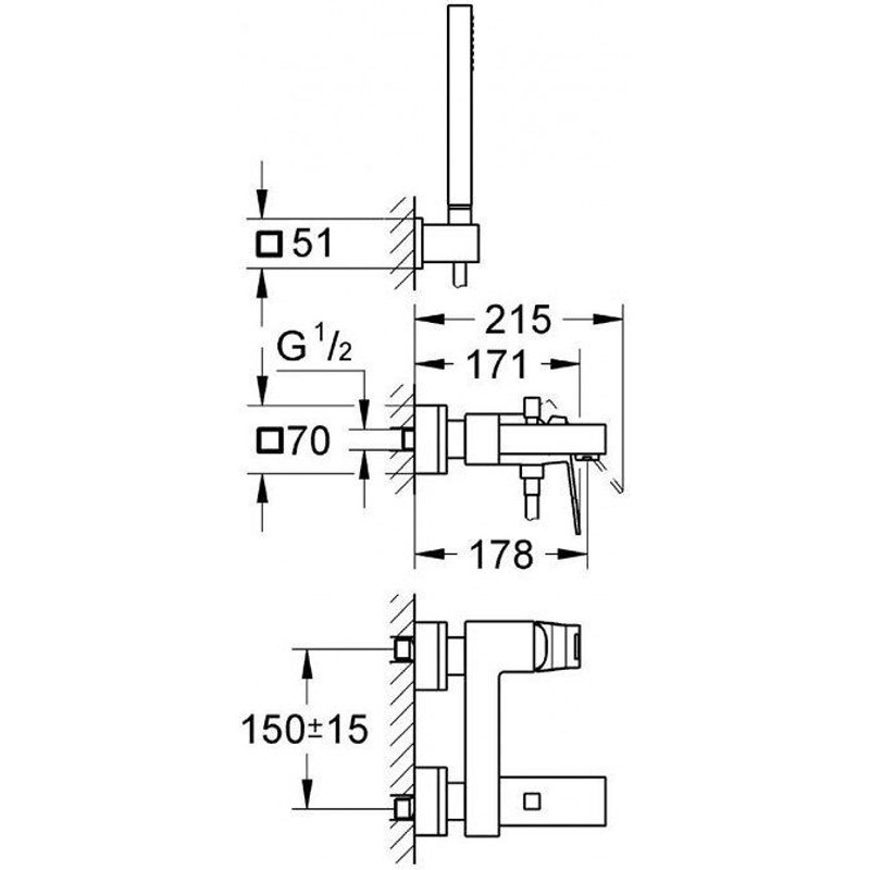 Grohe Mitigeur monocommande Bain / Douche Eurocube 23141000