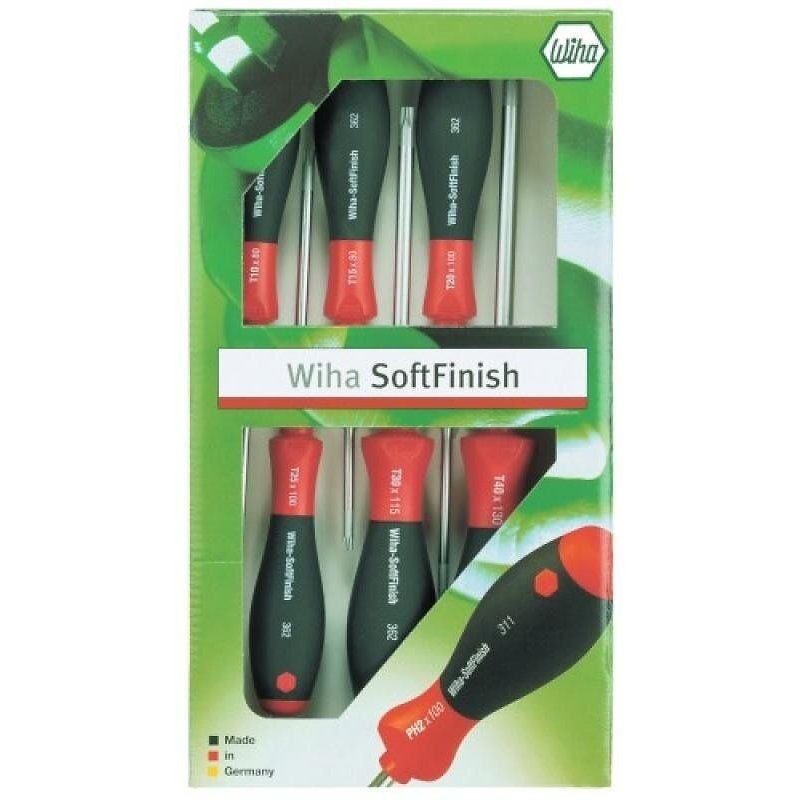 JEU DE TOURNEVIS À FENTE/ PHILLIPS SOFTFINISH®, 6 PIÈCES - LAMES RONDES ¿ 302HK6 SO