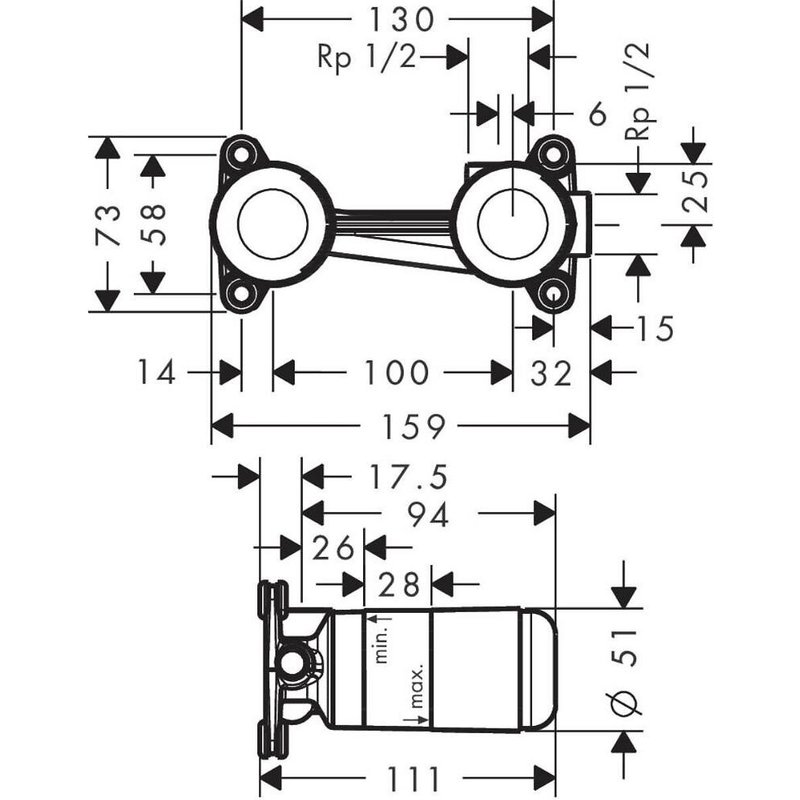 Corps encastrement pour mitigeur LAVABO encastré Hansgrohe