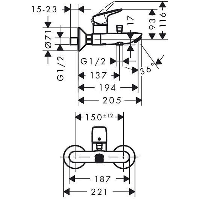 Hansgrohe 71400000 Logis Mitigeur monocommande pour baignoire Chromé