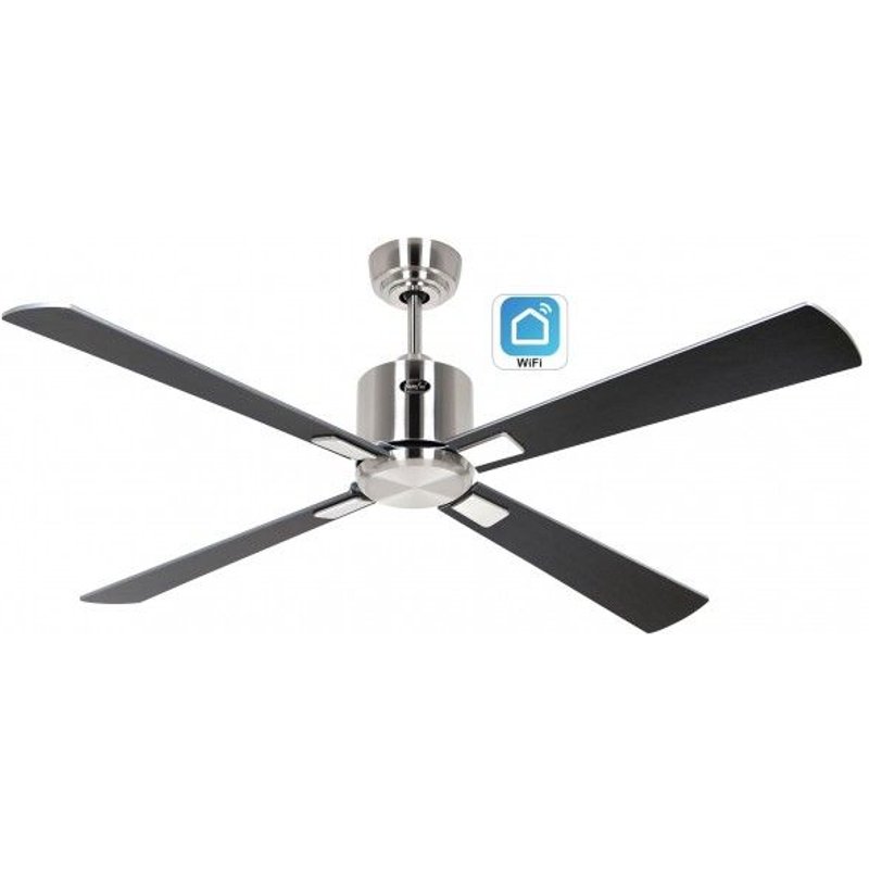 Ventilateur de plafond CasaFan ECO NEO III 132cm avec moteur WiFi 942242W chrome brossé / pales réversibles argent et wengé