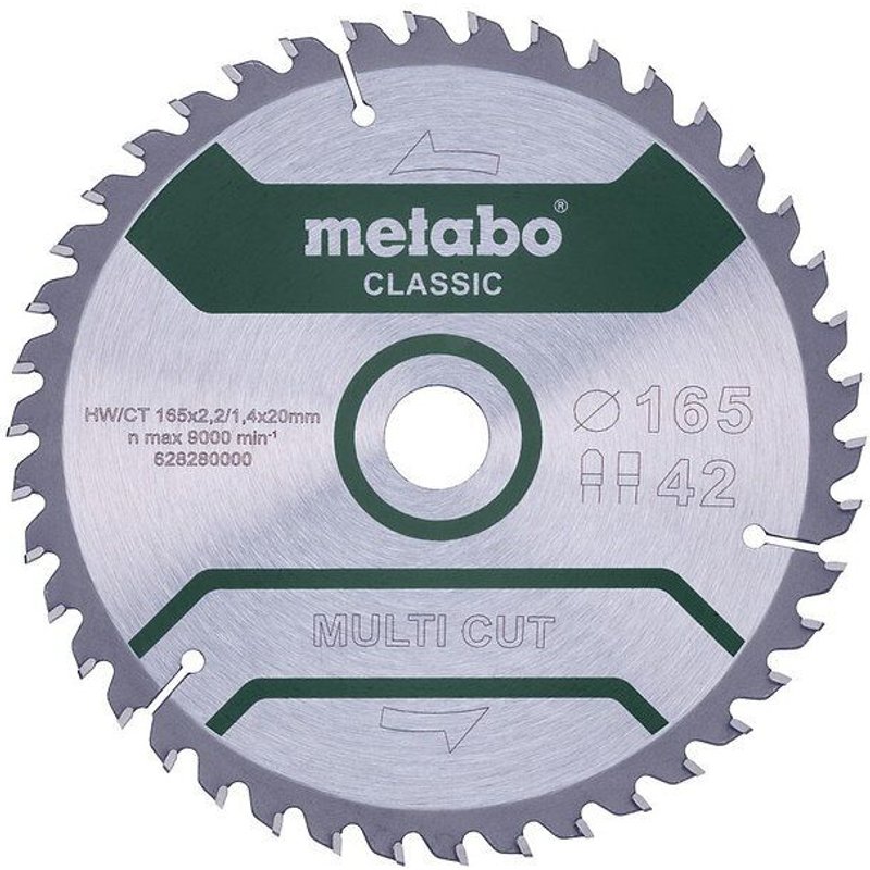 Metabo Lame de scie ""multi cut - classic"", 165x2,2/1,4x20 Z42 FZ/TZ 5° - 628280000