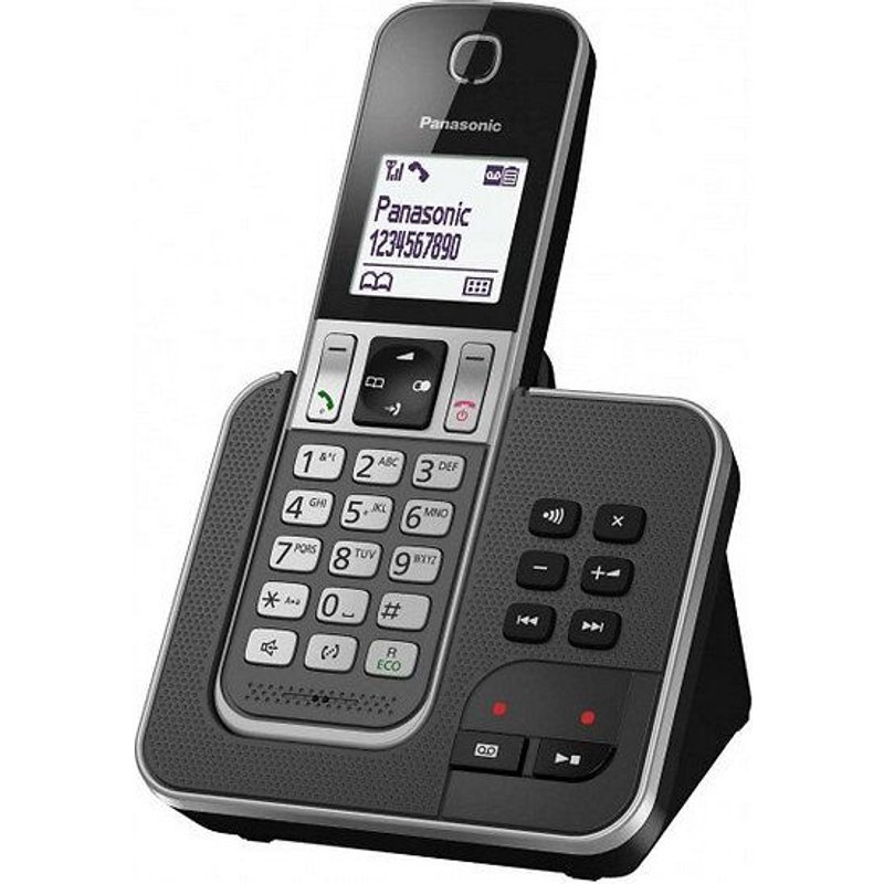 Panasonic KX-TGD320 - Téléphone sans fil - système de répondeur avec ID d'appelant/appel en instance - DECTGAP - (conférence) à trois capacité d'appel - argent, gris charbon