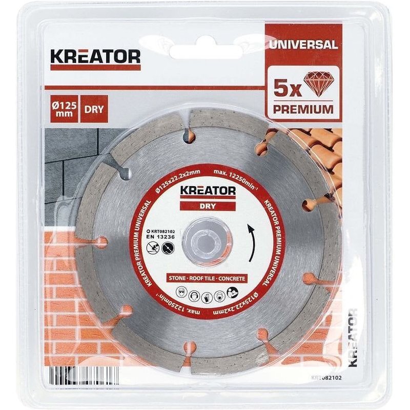 Disque diamant béton, pierre - Alésage 22,2 mm 1 disque 125 mm 2,0 mm