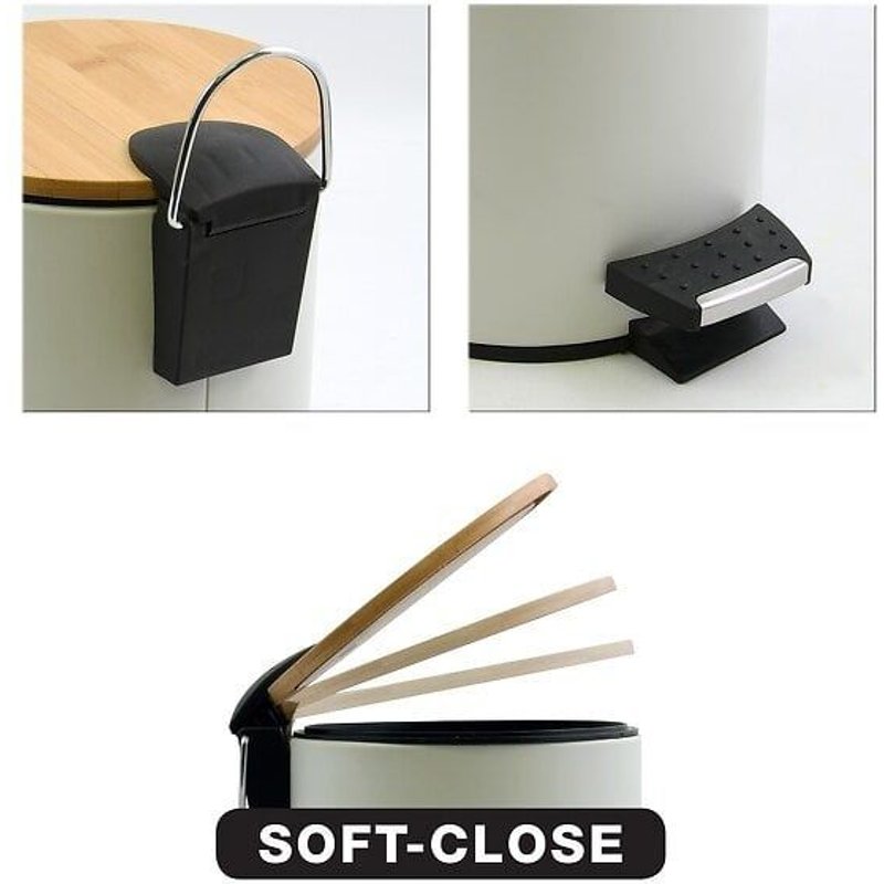 Poubelle ? P?dale Acier & Bambou Adonis 3l Blanc