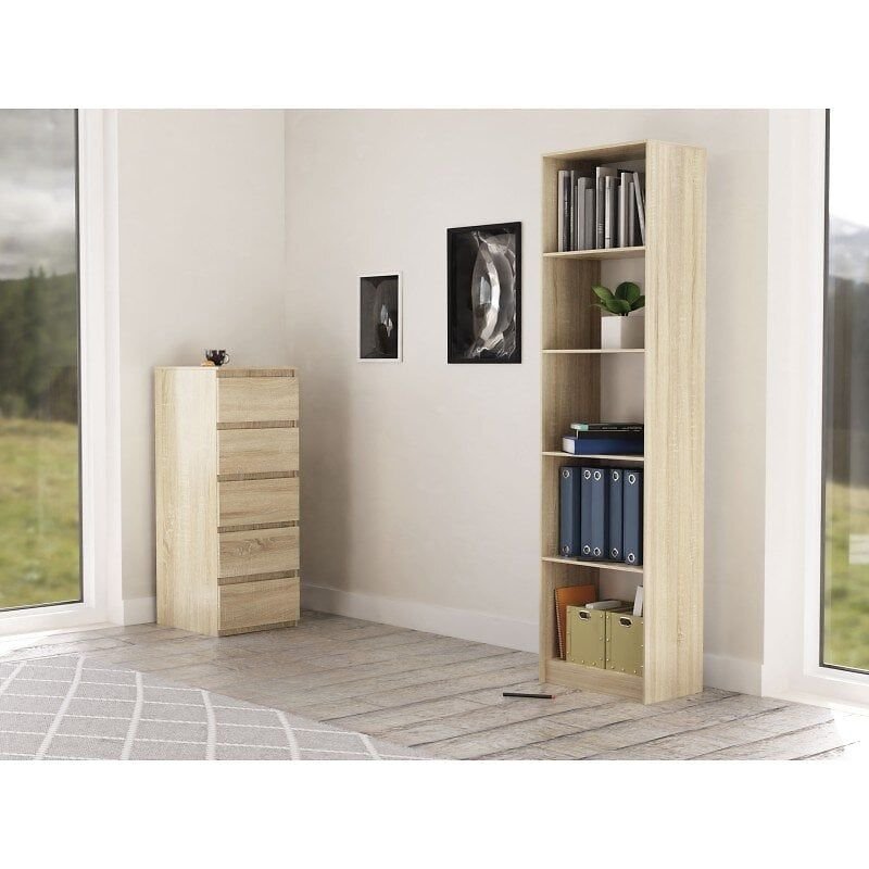 Kaffi - Biblioth?Que Style Scandinave Salon - 50x30x181 - 5 Tablettes - ?Tag?Re ? Livres - Sonoma