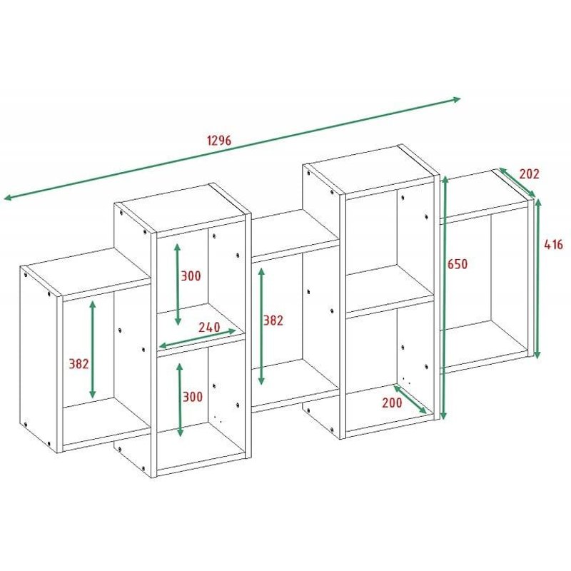 Selma - Biblioth?Que Suspendue Style Moderne Salon - 129.5x20x65 - 7 Tablettes - Blanc