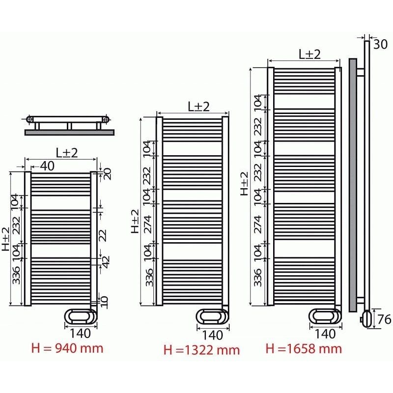 Radiateur Fléche électrique blanc L 500 H 1322 750 watts IRSAP