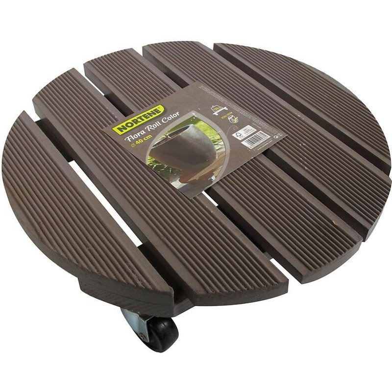 Support Ă roulettes bois ""Flora Roll Color"" - Taupe - 40 cm