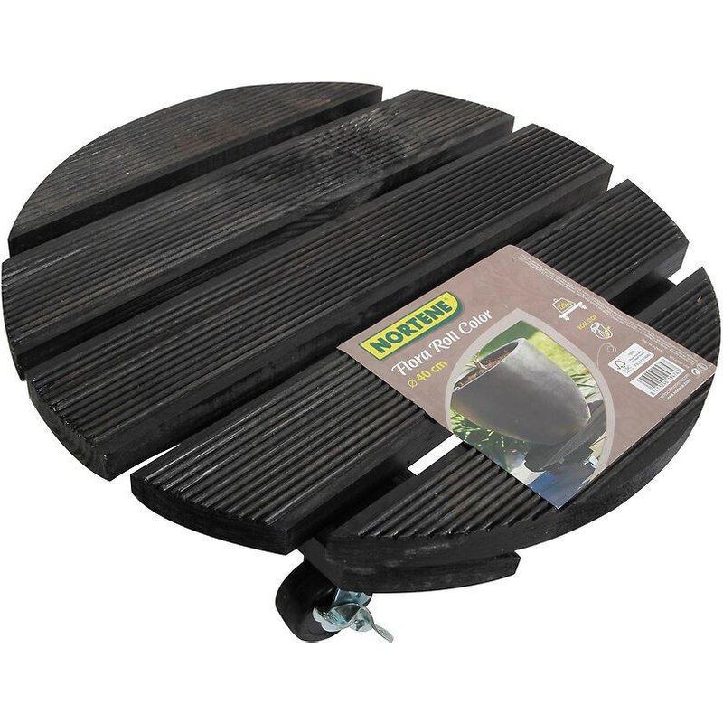 Support Ă roulettes bois ""Flora Roll Color"" - 40 cm - Anthracite