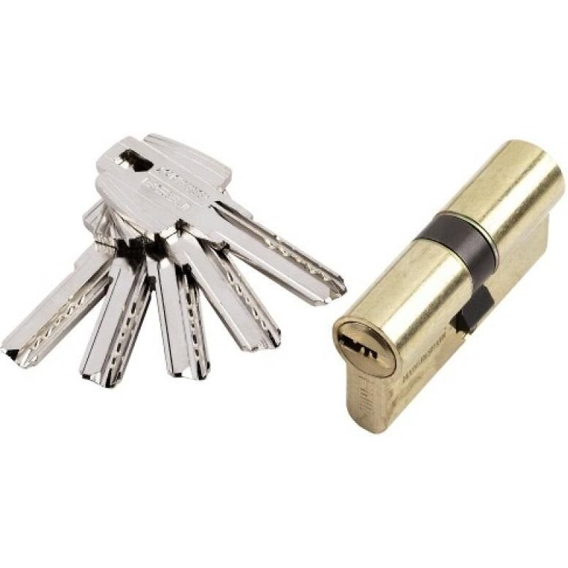 Cylindre double de sûreté type T 60 débrayable 5 clés laiton poli 30 x 40 mm