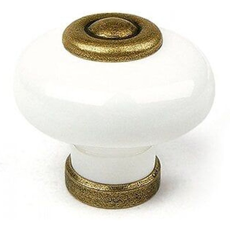 Lot de 4 boutons de meuble Rond porcelaine brillant H.28 x l.31 x P.31 mm