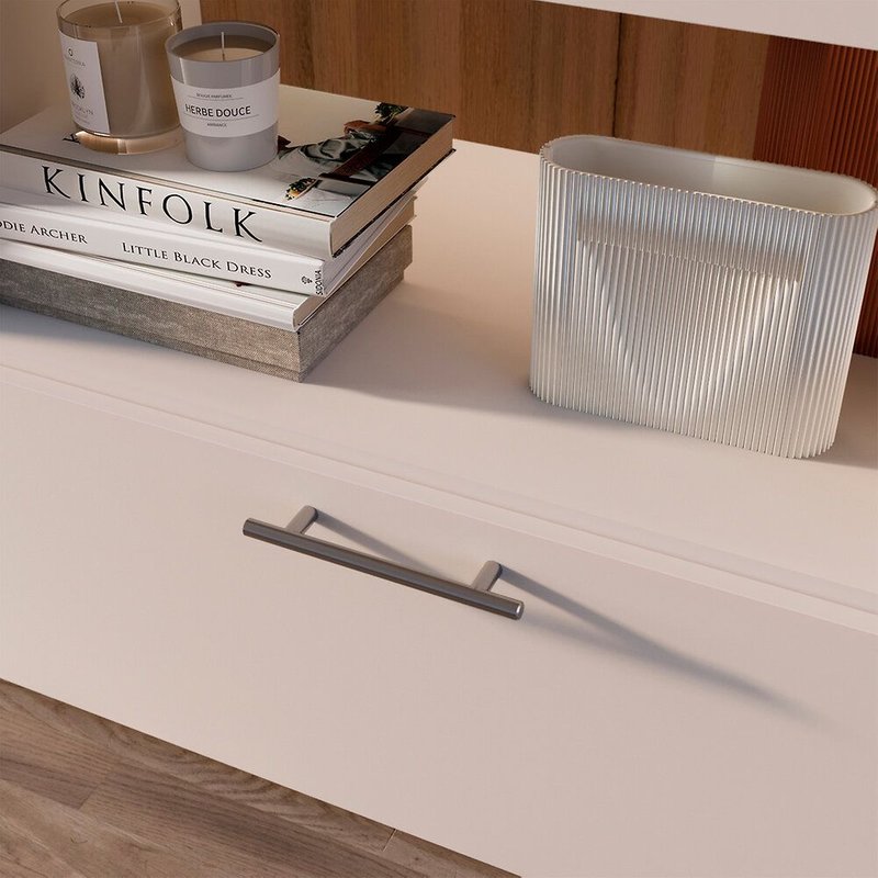 Emuca 9163651 Lot de 10 Poignées pour meuble 12 mm entraxe 160 mm en Acier finition Nickel Satinée