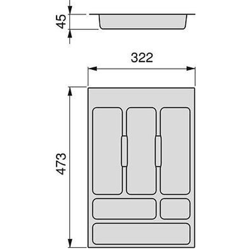 Range-couvert pour tiroir Concept-Vertex - plastique - gris - 400 mm EMUCA