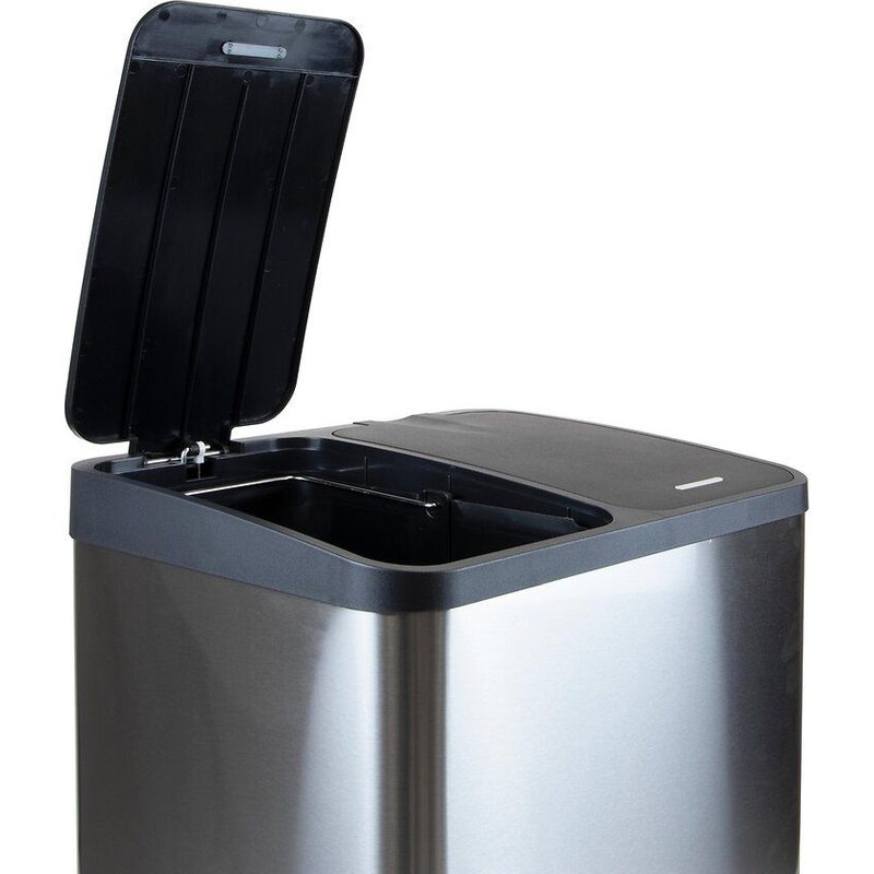 Poubelle à compartiments pour recyclage - inox - 2x15 litres - Recycle EMUCA