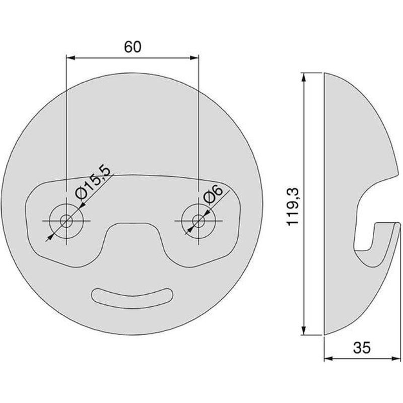 Patère - caoutchouc hypoallergénique - noir - par 2 - Napier EMUCA