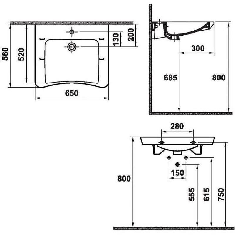 Lavabo rectangulaire - 65 x 56 cm - PMR Conforma VITRA