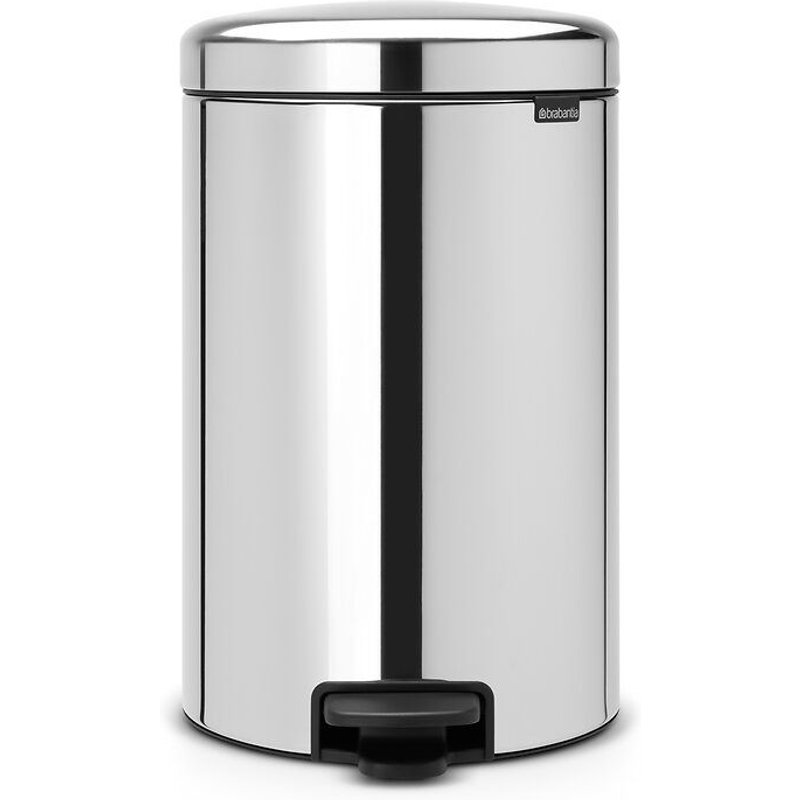 Brabantia Poubelle à Pédale newIcon, 20 litres, Fermeture Silencieuse, Seau en Plastique - Brilliant Steel