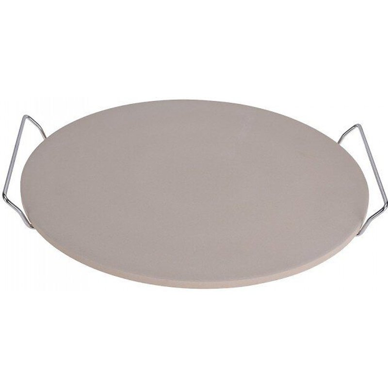 Pierre à pizza avec anses pour barbecue - Métal - Diamètre 33 cm
