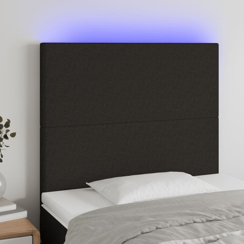 Vidaxl TĂȘte De Lit Ă Led Noir 90x5x118/128 Cm Tissu