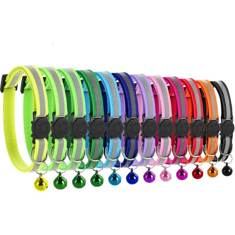 Colliers De Chat Pour Animaux De Compagnie Avec Étiquette D'identification De Cloches Et Bande Réfléchissante 12 Pièces