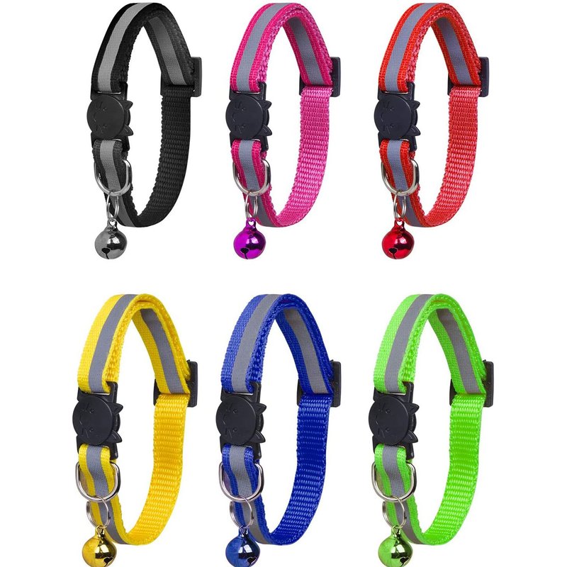 Colliers De Chat Avec Étiquette D'identification De Cloches Et Bande Réfléchissante 6 Pcs Collier Pour Animaux De Compagnie