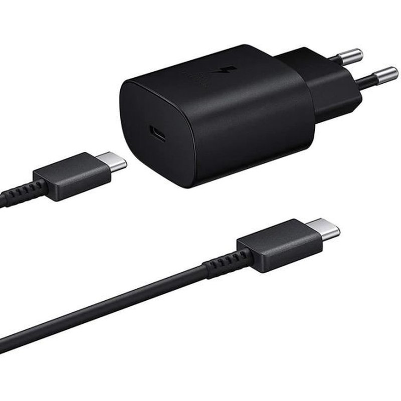 Chargeur Secteur Rapide 25W avec Cable de charge USB-C Type C pour Samsung Galaxy A40 SM-A405 5.9" - Noir - Visiodirect -