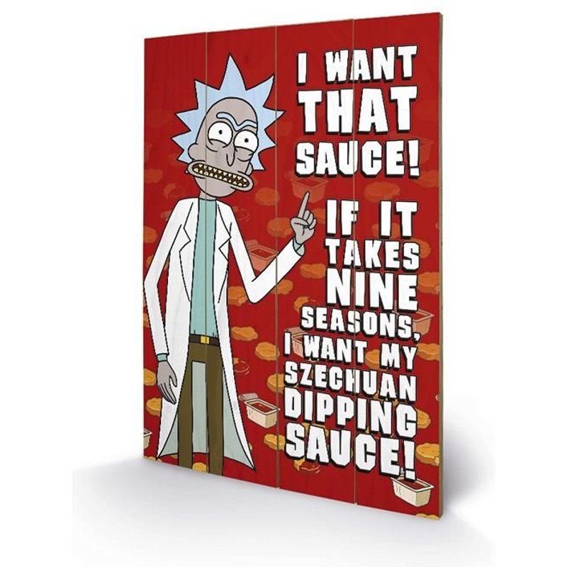 Rick & Morty - Szechuan Sauce - Impression Sur Bois 40x59cm