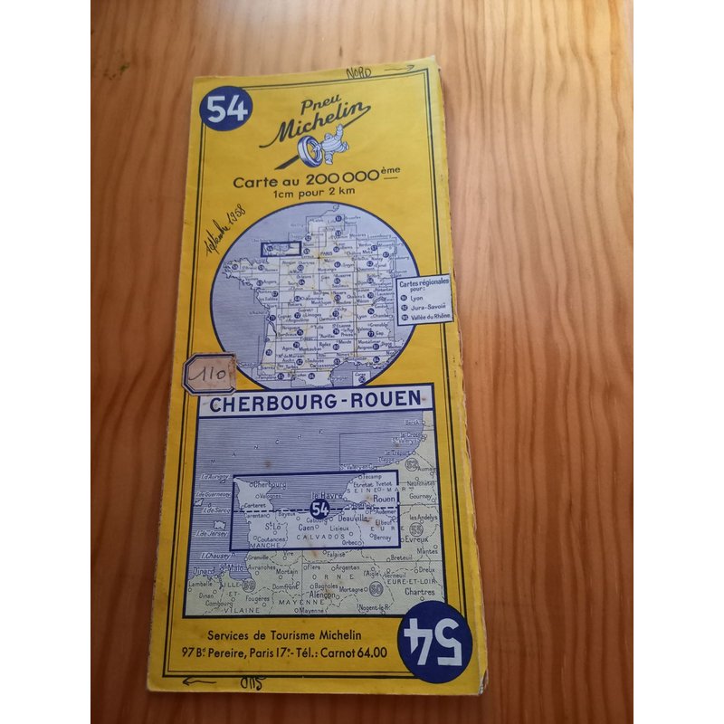 Carte Ancienne Michelin N° 54, Édition De 1957