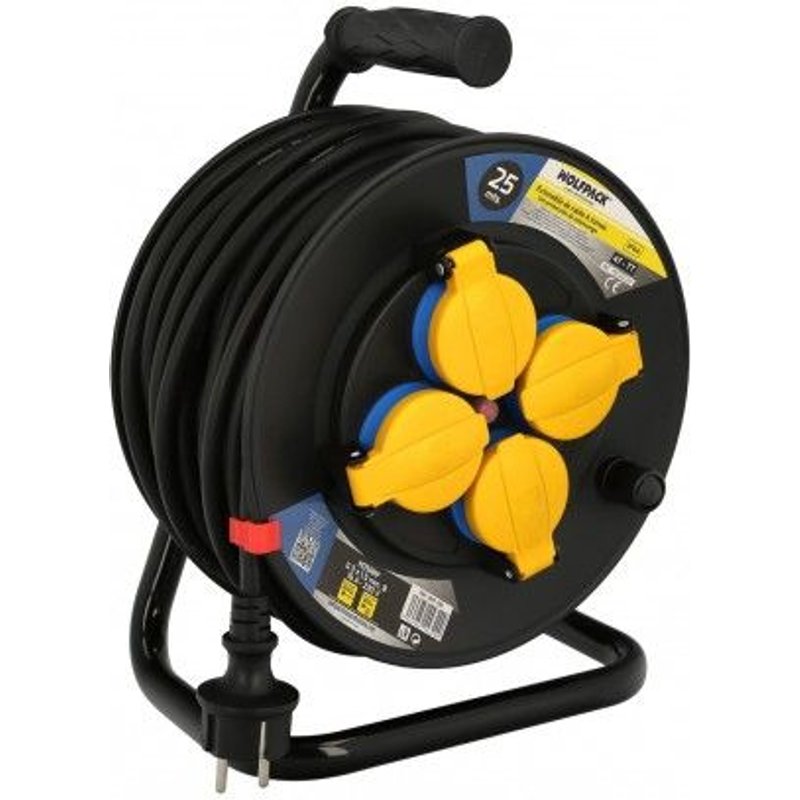 Extensible Industrial 25 metros Protección IP44 Con Tapas Extensible Electrico Enrollacables Alaragadera Cable Extensible