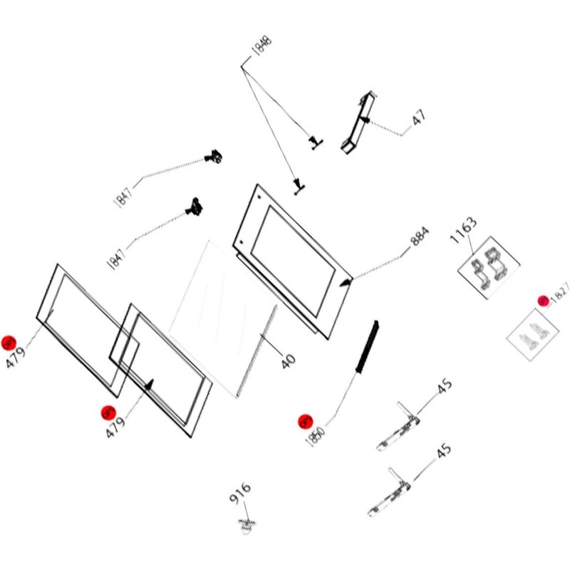 Vitre extérieure repère 884 - Four, cuisinière (210481628 BEKO)