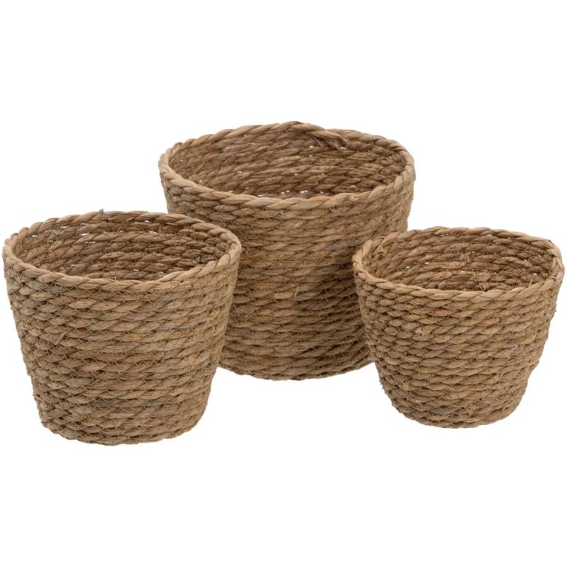 Set De 3 Paniers En Fibre De Roseau Et Cosse De Maïs