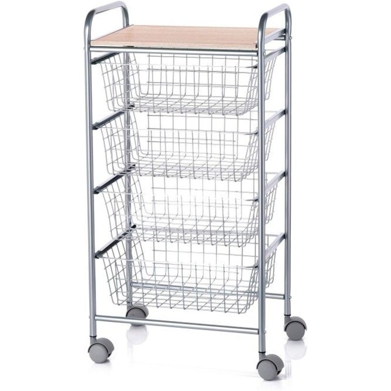 Don Hierro - Desserte De Cuisine, 4 Paniers De Grande Capacité, Beech-