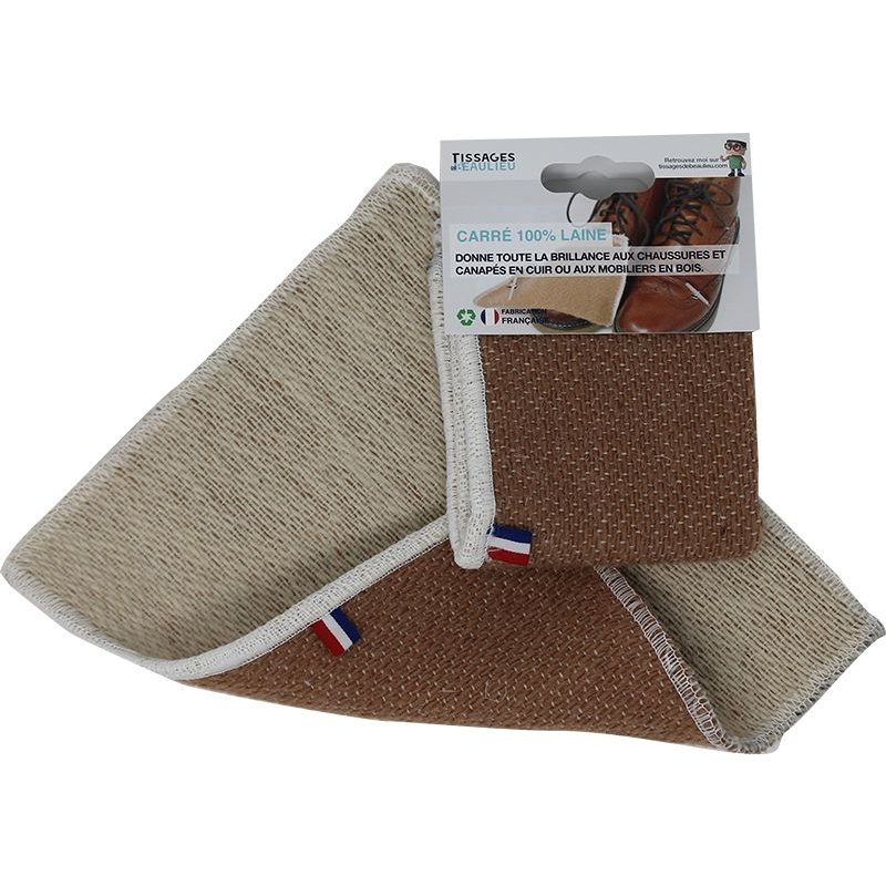 Carré laine lustrage cuirs et bois 18x20 cm