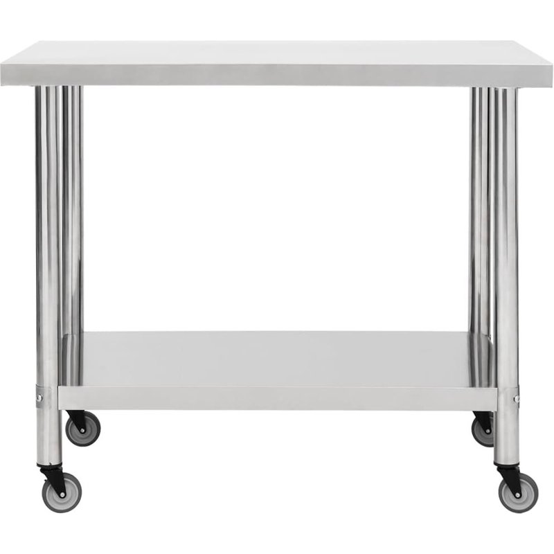 Table De Travail De Cuisine Avec Roues Plan De Travail Gastronomique Espace Commercial Restaurant 100 X 45 X 85 Cm Acier Inoxydable Helloshop26 02_0001911