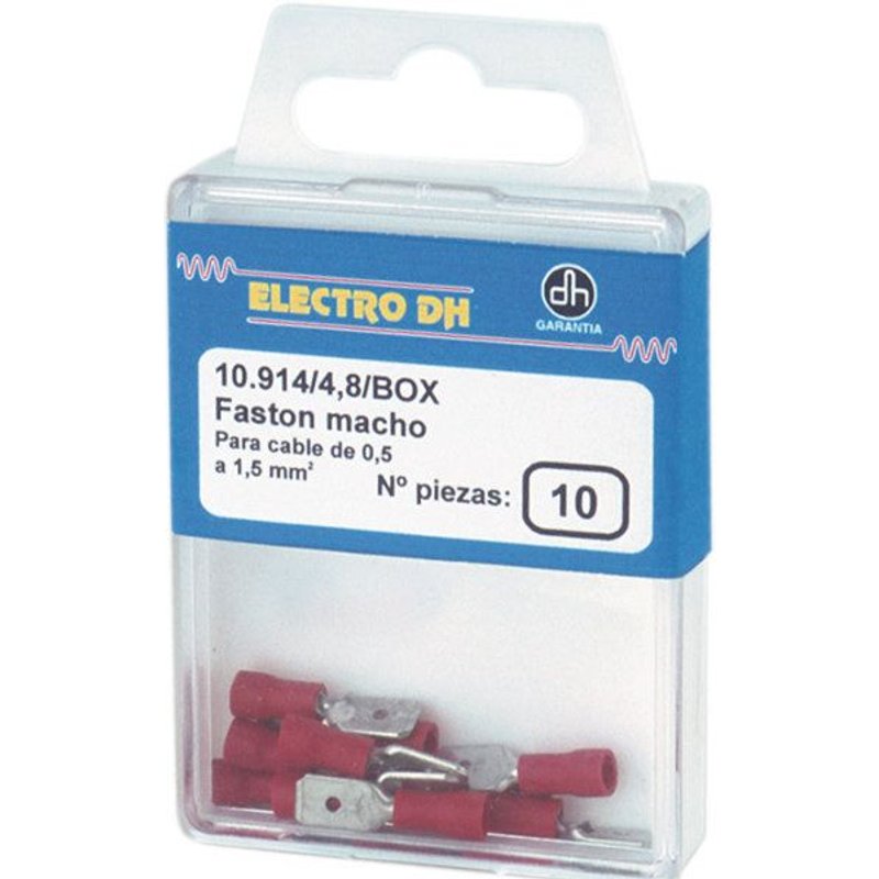 Boîte 10 Terminal Faston macho isolé pour câble 1'5-2'5 mm² 6'35 mm Couleur Boîtier bleu Electro DH 10.914/6.3/Z/BOX 8430552088201