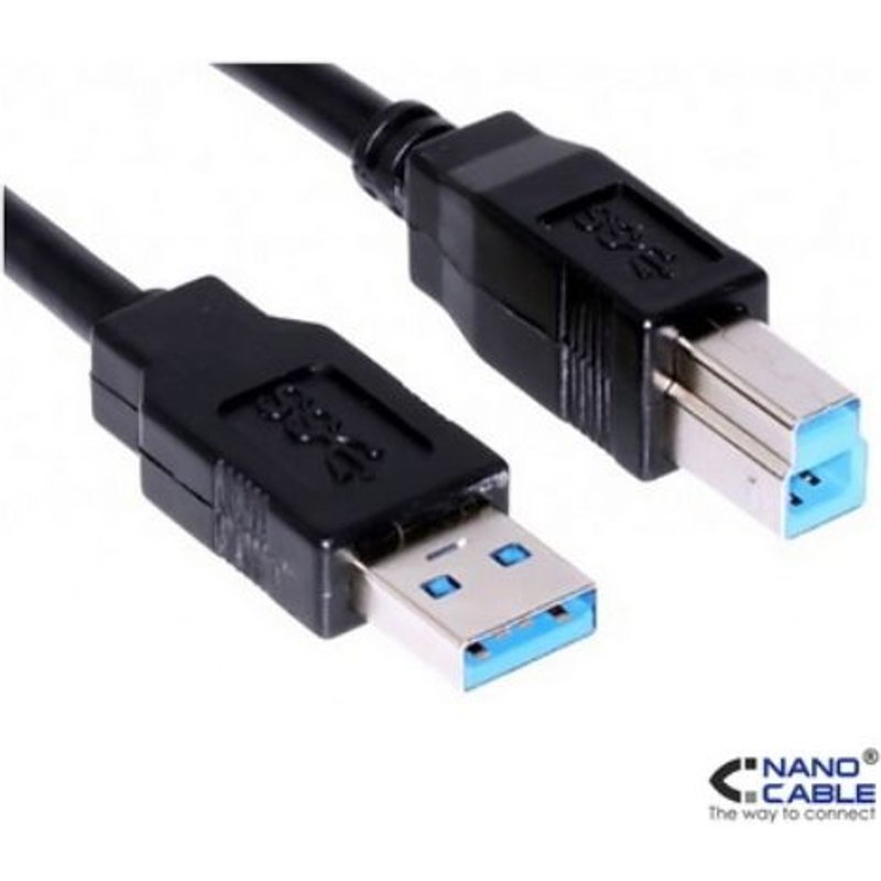 Câble d'imprimante Nanocable USB-A 3.0 Mâle vers USB-B Mâle 2m