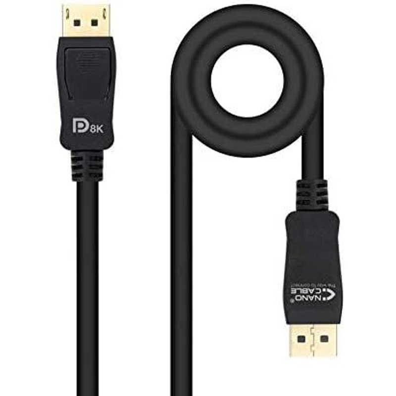 Câble Nanocable DisplayPort 1.4 Mâle vers DisplayPort 1.4 Mâle 1m - Certifié VESA - Couleur Noir