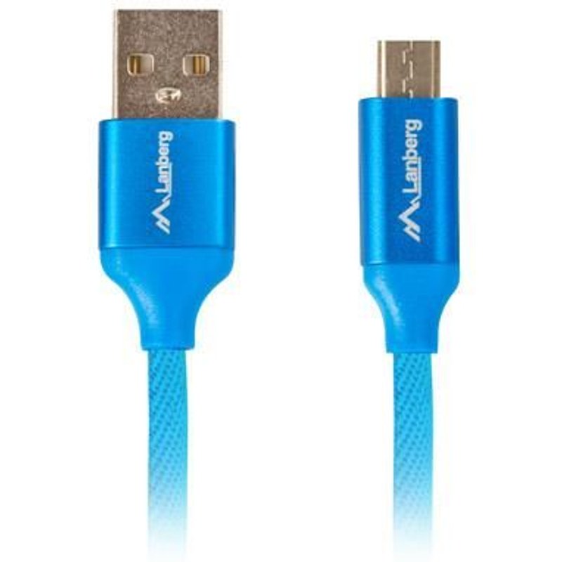LANBERG CABLE USB CA-USBM-20CU-0010-BL CONNECTEURS USB AA MICRO USB QC 3.0 1M BLEU