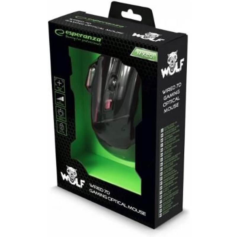 Accessoires Esperanza it - Esperanza egm201r Souris optique de jeu filaire 7d USB mx201 - Loup - Rouge