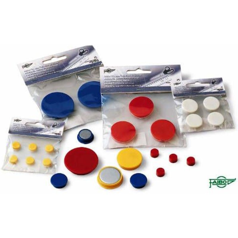 Blister de 4 aimants ronds 20mm. de couleur rouge faibo