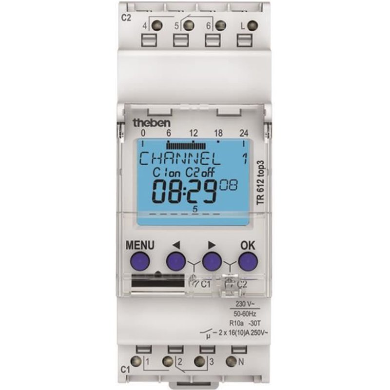 HORLOGE PROGRAMMABLE DIGITALE AVEC PROGRAMME HEBDOMADAIRE - THEBEN TR 612 TOP3