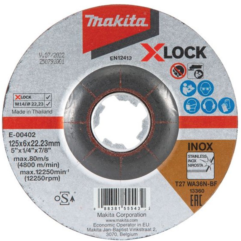 Makita Meules à ébarber INOX 125x6x22,23 mm - E-00402
