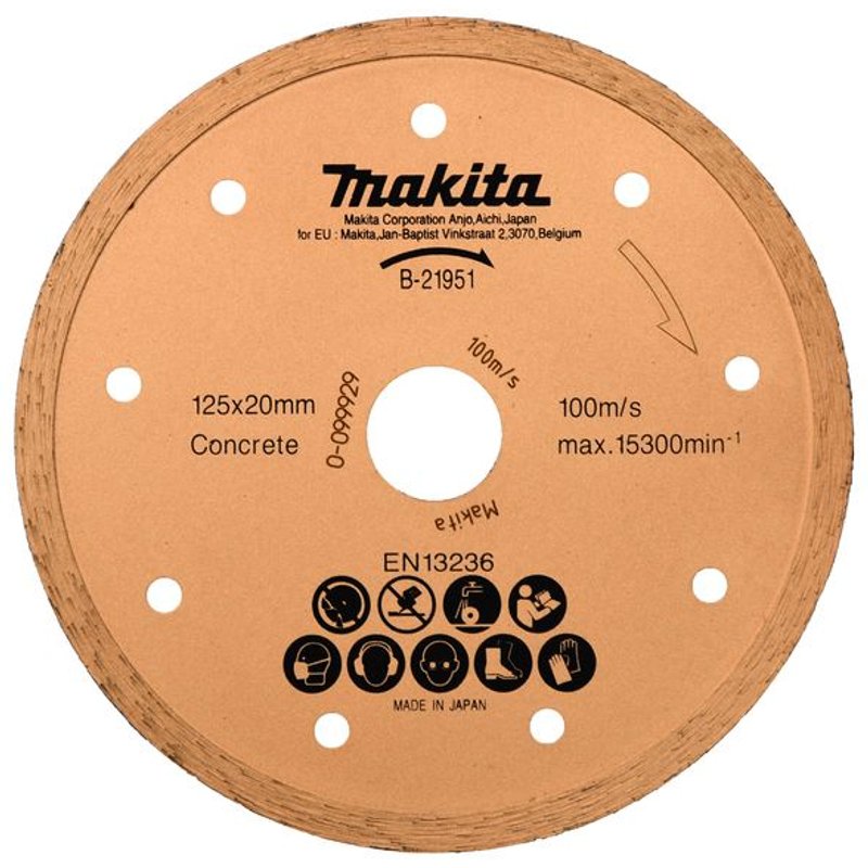 Makita Disque diamant à jante continue, béton, à eau pour scie diamant 125mm - B-21951