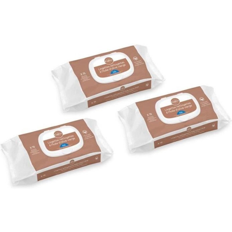 Gifrer Lingettes Nettoyantes À L'huile D'olive Vierge - Lot De 3 Paquets De 70 Lingettes