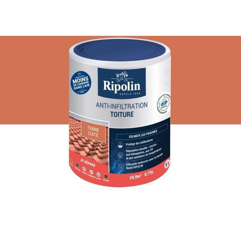 Peinture RevĂȘtement Anti-Infiltration Toiture - 0,75L - Terre Cuite - Ripolin