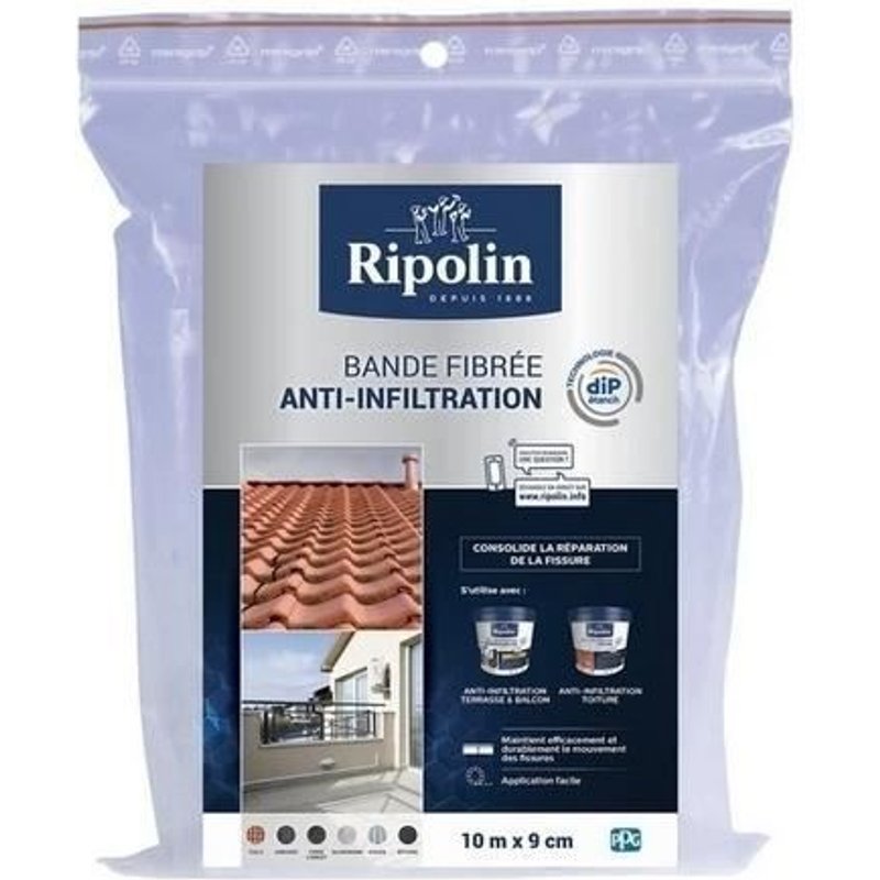 Bande anti-infiltration fibrée largeur 9cm longueur 10m RIPOLIN