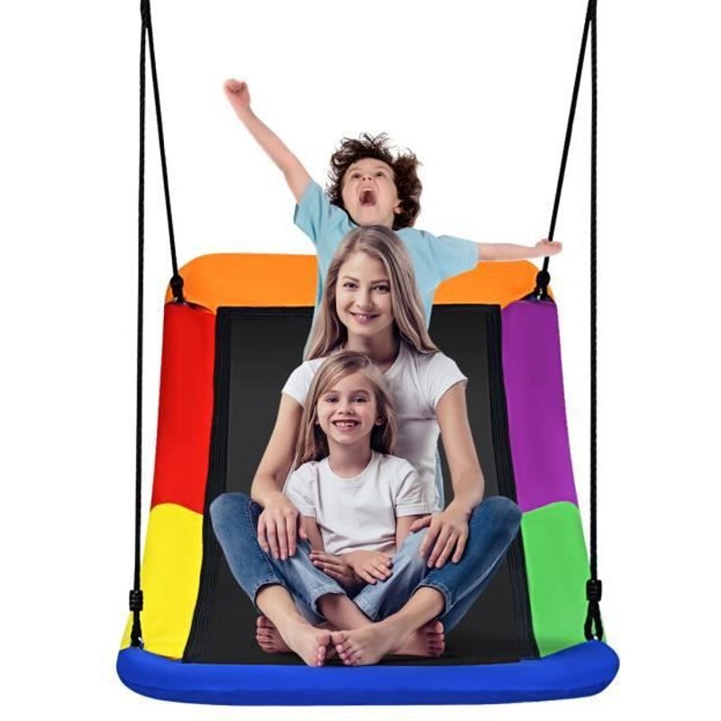 Costway Balançoire Nid D'oiseau Extérieur Rectangulaire 83 X 155 Cm En Tissu Oxford Avec Cordes De Réglables Charge Max 120kg